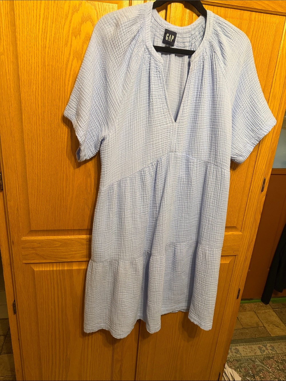 GAP Light Blue Gauze Tiered Midi Dress